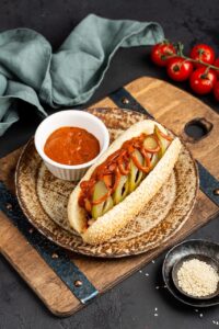 meal, dish, plate, hot dog, food, bread, grilled, mustard, picnic, hot dog, hot dog, hot dog, hot dog, hot dog