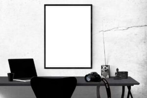 poster mockup, mockup, poster, frame, template, interior, photo, blank, space, desk, photo frame, presentation, stock, picture, wall