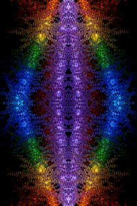 Colorful geometric abstract artwork with glowing patterns and textures.
